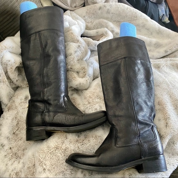 Ted Baker Black Leather Calf High Boots - Picture 3 of 13